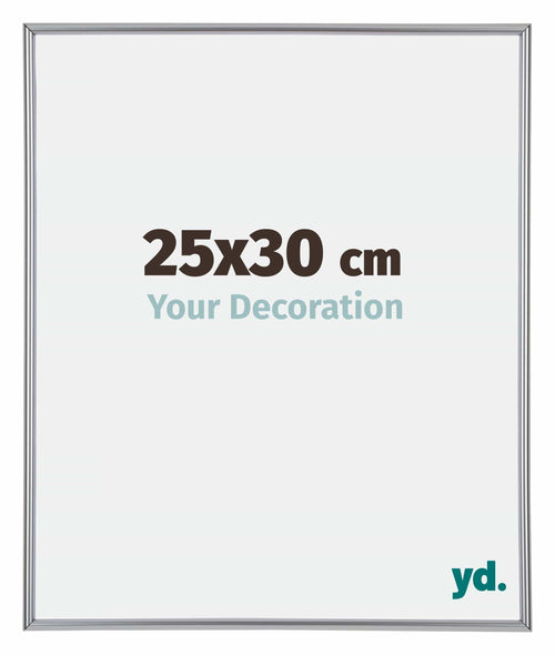Annecy Plastique Cadre Photo 25x30cm Argent De Face Mesure | Yourdecoration.fr