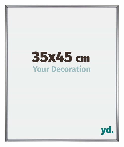 Annecy Plastique Cadre Photo 35x45cm Argent De Face Mesure | Yourdecoration.fr
