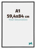 Annecy Plastique Cadre Photo 59 4x84cm A1 Noir Mat De Face Mesure | Yourdecoration.fr
