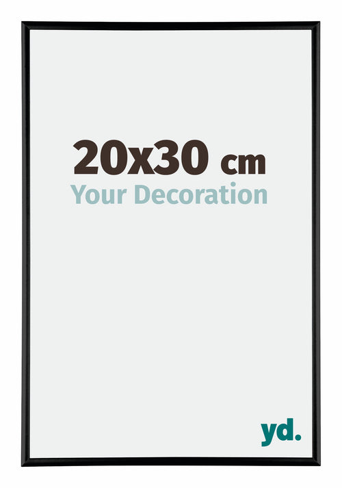 Austin Aluminium Cadre Photo 20x30cm Noir Brillant De Face Mesure | Yourdecoration.fr