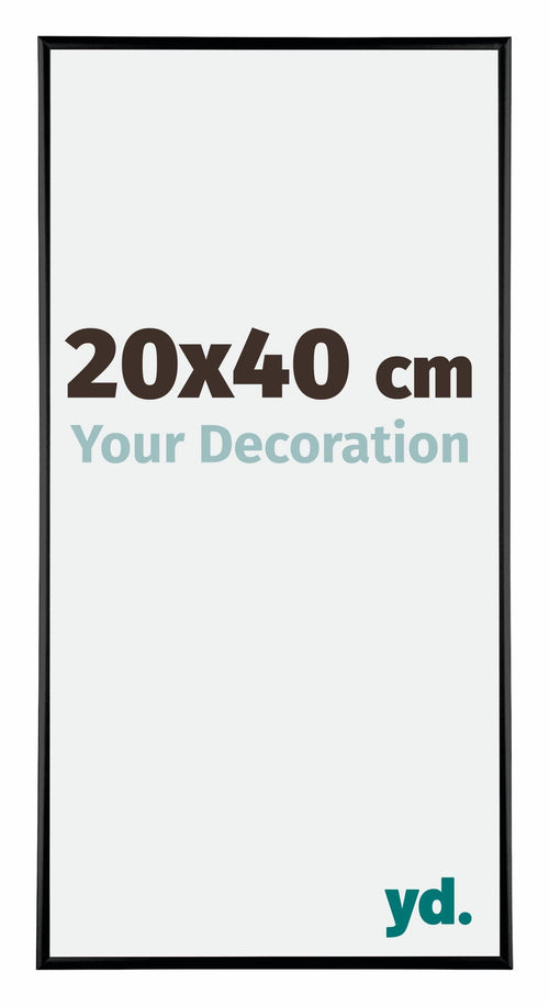 Austin Aluminium Cadre Photo 20x40cm Noir Brillant De Face Mesure | Yourdecoration.fr