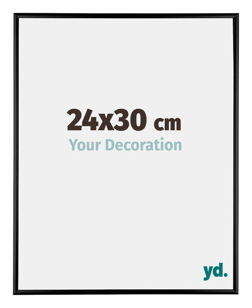 Austin Aluminium Cadre Photo 24x30cm Noir Brillant De Face Mesure | Yourdecoration.fr