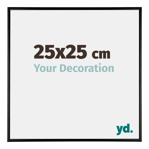 Austin Aluminium Cadre Photo 25x25cm Noir Brillant De Face Mesure | Yourdecoration.fr