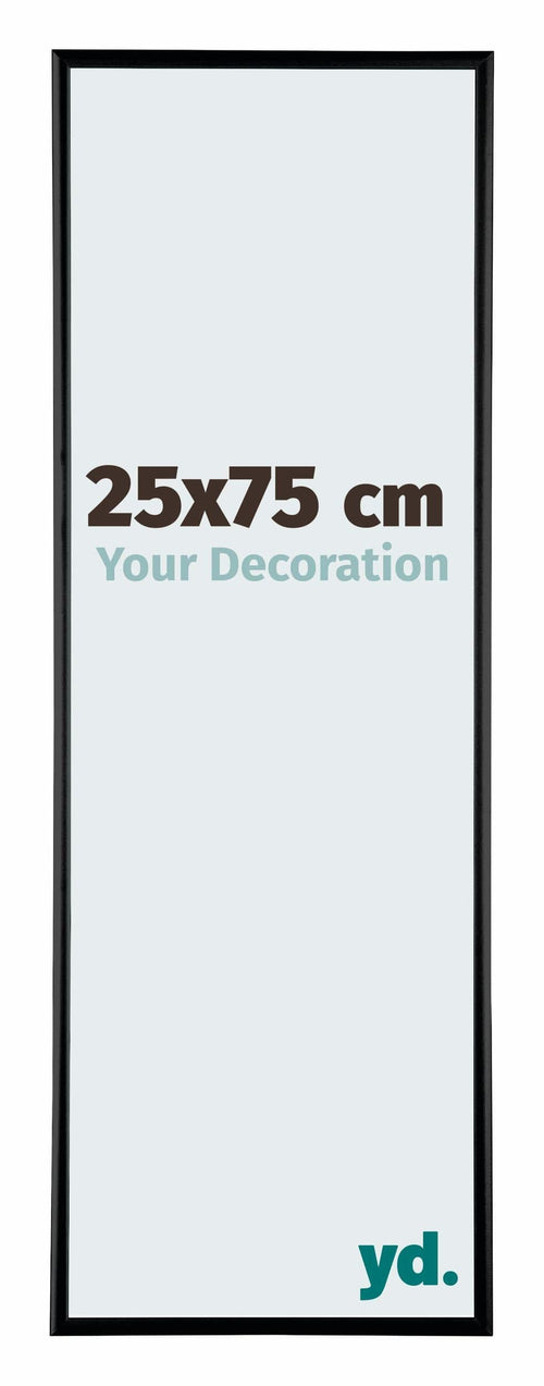 Austin Aluminium Cadre Photo 25x75cm Noir Brillant De Face Mesure | Yourdecoration.fr