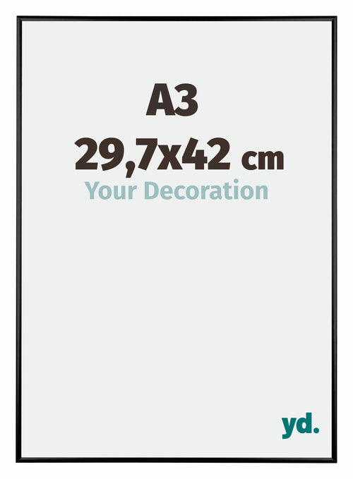 Austin Aluminium Cadre Photo 29 7x42cm A3 Noir Brillant De Face Mesure | Yourdecoration.fr