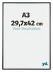 Austin Aluminium Cadre Photo 29 7x42cm A3 Noir Brillant De Face Mesure | Yourdecoration.fr