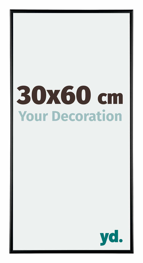 Austin Aluminium Cadre Photo 30x60cm Noir Brillant De Face Mesure | Yourdecoration.fr