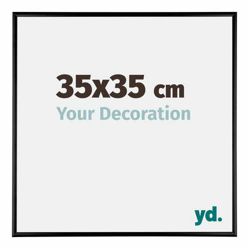 Austin Aluminium Cadre Photo 35x35cm Noir Brillant De Face Mesure | Yourdecoration.fr