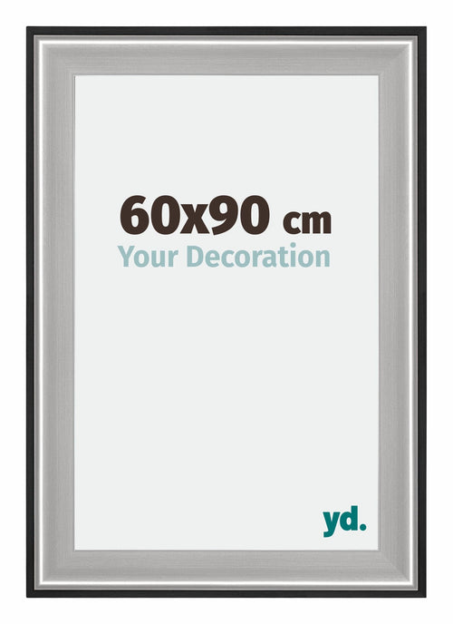 Birmingham Bois Cadre Photo 60x90cm Noir Argent Poli Mesure | Yourdecoration.fr