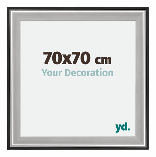 Birmingham Bois Cadre Photo 70x70cm Noir Argent Poli Mesure | Yourdecoration.fr
