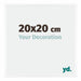 Bordeaux Plastique Cadre Photo 20x20cm Blanc Brillant De face Mesure | Yourdecoration.fr