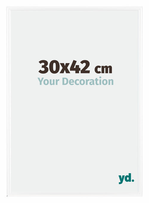 Bordeaux Plastique Cadre Photo 30x42cm Blanc Brillant De face Mesure | Yourdecoration.fr