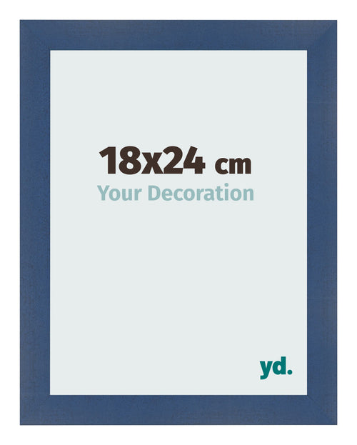 Cadre Photo 18x24cm Bleu Fonce Patine MDF Pisa De Face Mesure | Yourdecoration.fr