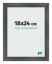 Cadre Photo 18x24cm Noir Argent Poli MDF Pisa De Face Mesure | Yourdecoration.fr