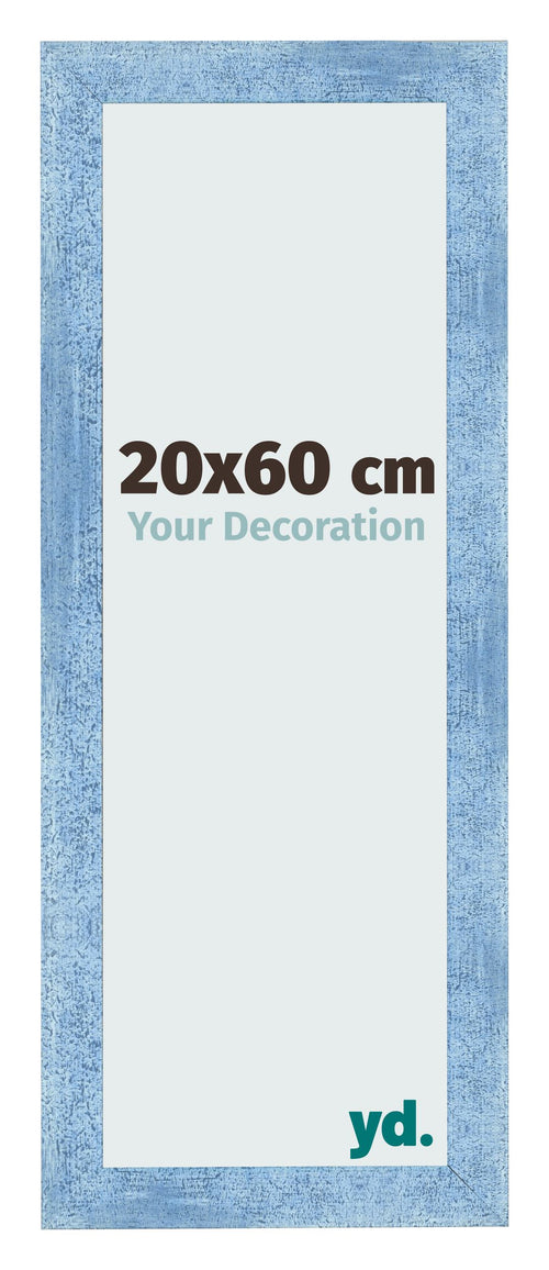Cadre Photo 20x60cm Bleu Brillant Patine MDF Pisa De Face Mesure | Yourdecoration.fr