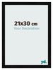 Cadre Photo 21x30cm Noir Argent Poli MDF Pisa De Face Mesure | Yourdecoration.fr