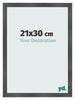 Cadre Photo 21x30cm Noir Argent Poli MDF Pisa De Face Mesure | Yourdecoration.fr