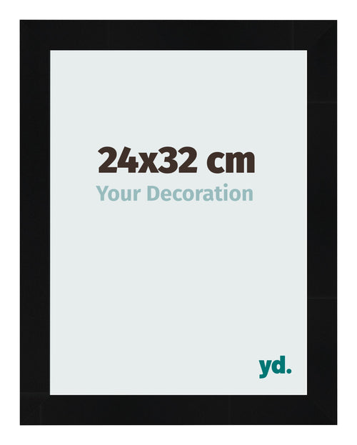 Cadre Photo 24x32cm Noir Argent Poli MDF Pisa De Face Mesure | Yourdecoration.fr