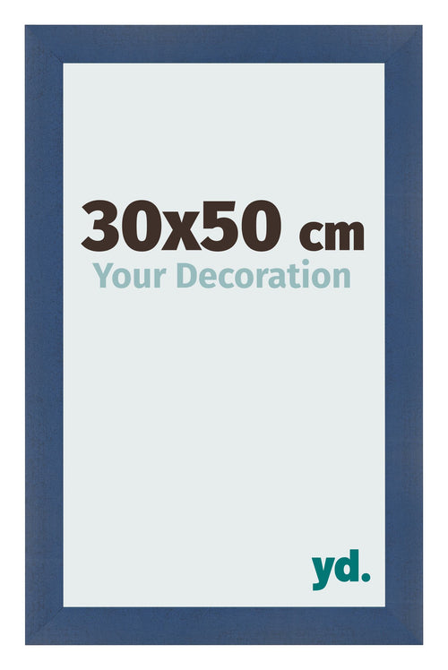 Cadre Photo 30x50cm Bleu Fonce Patine MDF Pisa De Face Mesure | Yourdecoration.fr