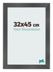 Cadre Photo 32x45cm Noir Argent Poli MDF Pisa De Face Mesure | Yourdecoration.fr