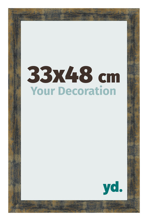 Cadre Photo 33x48cm Bleu Or Melange MDF Pisa De Face Mesure | Yourdecoration.fr