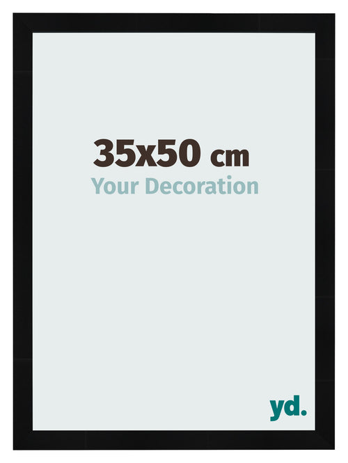 Cadre Photo 35x50cm Noir Argent Poli MDF Pisa De Face Mesure | Yourdecoration.fr