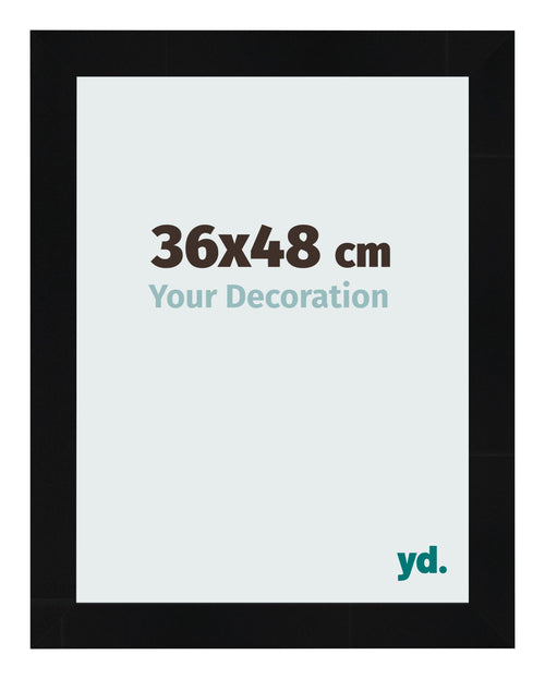 Cadre Photo 36x48cm Noir Argent Poli MDF Pisa De Face Mesure | Yourdecoration.fr