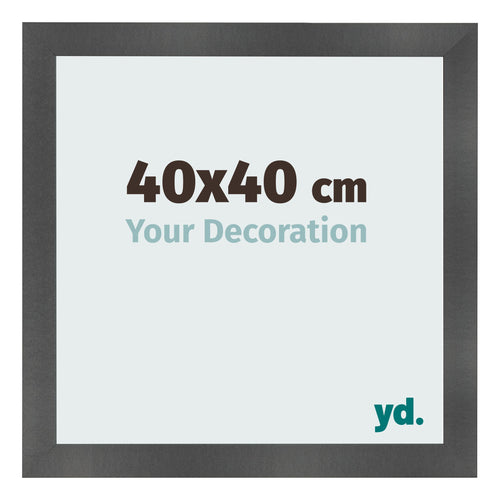 Cadre Photo 40x40cm Noir Argent Poli MDF Pisa De Face Mesure | Yourdecoration.fr