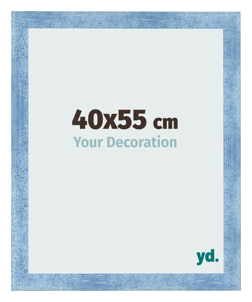 Cadre Photo 40x55cm Bleu Brillant Patine MDF Pisa De Face Mesure | Yourdecoration.fr