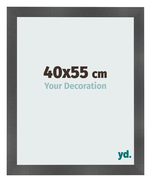 Cadre Photo 40x55cm Noir Argent Poli MDF Pisa De Face Mesure | Yourdecoration.fr