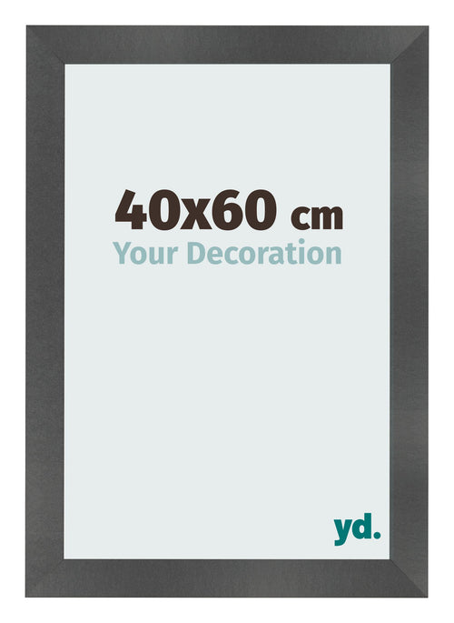 Cadre Photo 40x60cm Noir Argent Poli MDF Pisa De Face Mesure | Yourdecoration.fr