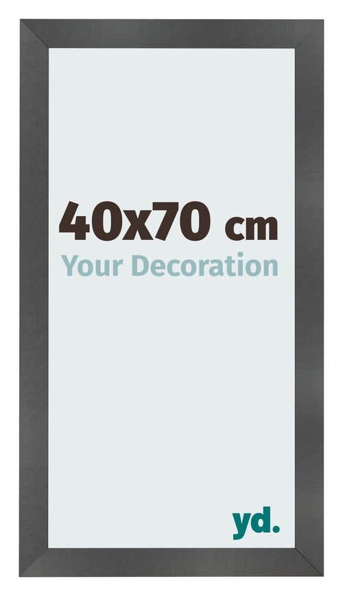 Cadre Photo 40x70cm Noir Argent Poli MDF Pisa De Face Mesure | Yourdecoration.fr