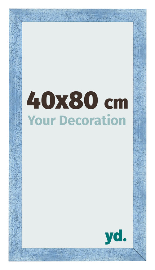 Cadre Photo 40x80cm Bleu Brillant Patine MDF Pisa De Face Mesure | Yourdecoration.fr