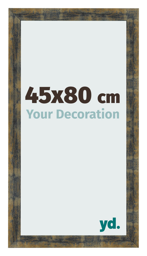 Cadre Photo 45x80cm Bleu Or Melange MDF Pisa De Face Mesure | Yourdecoration.fr