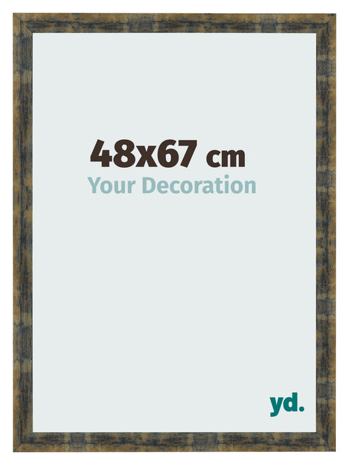 Cadre Photo 48x67cm Bleu Or Melange MDF Pisa De Face Mesure | Yourdecoration.fr