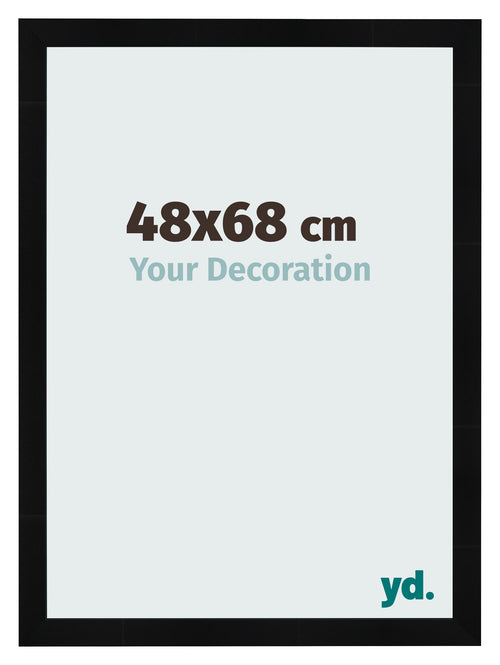 Cadre Photo 48x68cm Noir Argent Poli MDF Pisa De Face Mesure | Yourdecoration.fr