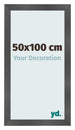 Cadre Photo 50x100cm Noir Argent Poli MDF Pisa De Face Mesure | Yourdecoration.fr