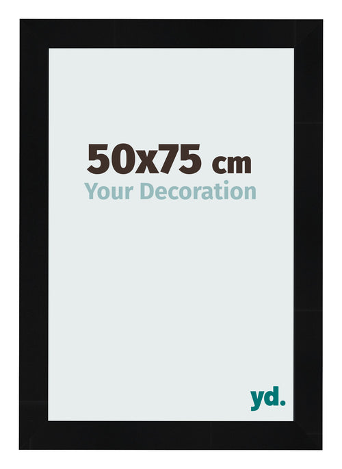 Cadre Photo 50x75cm Noir Argent Poli MDF Pisa De Face Mesure | Yourdecoration.fr