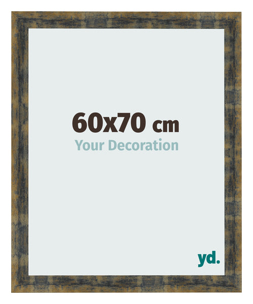 Cadre Photo 60x70cm Bleu Or Melange MDF Pisa De Face Mesure | Yourdecoration.fr
