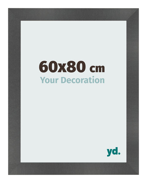 Cadre Photo 60x80cm Noir Argent Poli MDF Pisa De Face Mesure | Yourdecoration.fr
