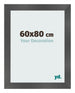 Cadre Photo 60x80cm Noir Argent Poli MDF Pisa De Face Mesure | Yourdecoration.fr