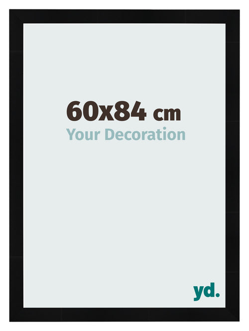Cadre Photo 60x84cm Noir Argent Poli MDF Pisa De Face Mesure | Yourdecoration.fr