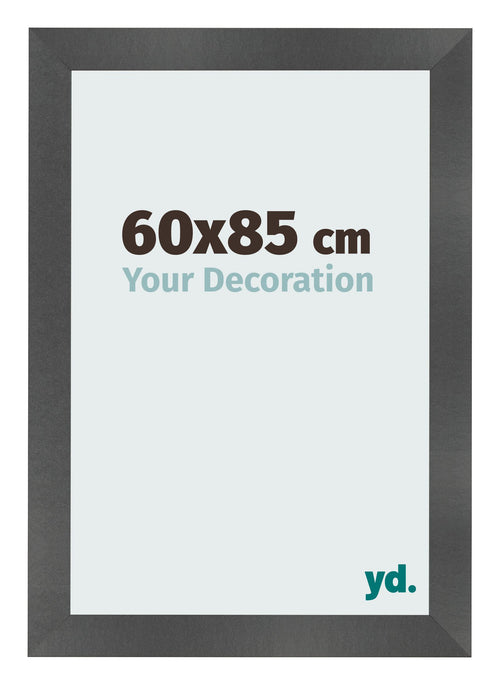 Cadre Photo 60x85cm Noir Argent Poli MDF Pisa De Face Mesure | Yourdecoration.fr