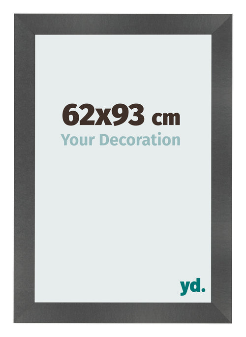 Cadre Photo 62x93cm Noir Argent Poli MDF Pisa De Face Mesure | Yourdecoration.fr