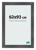 Cadre Photo 62x93cm Noir Argent Poli MDF Pisa De Face Mesure | Yourdecoration.fr