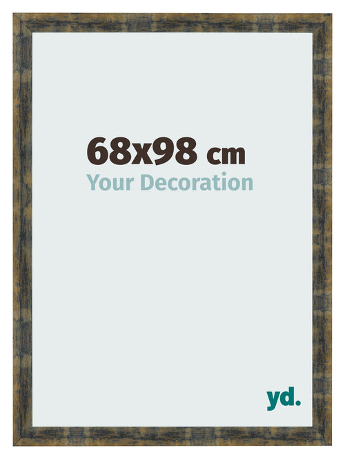 Cadre Photo 68x98cm Bleu Or Melange MDF Pisa De Face Mesure | Yourdecoration.fr