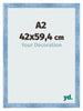 Cadre Photo A2 - 42x59,4 cm - Bleu Brillant Patiné - MDF - Pisa