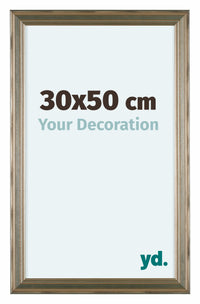 Lincoln Bois Cadre Photo 30x50cm Argent De Face Mesure | Yourdecoration.fr