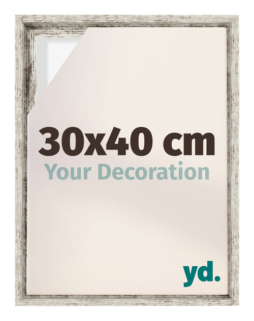 Lyon MDF Cadre Flottant 30x40cm Blanc Vintage De Face Mesure | Yourdecoration.fr