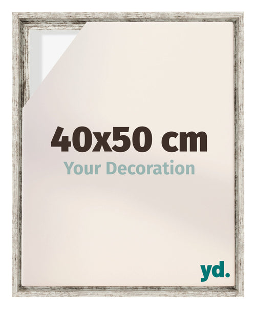 Lyon MDF Cadre Flottant 40x50cm Blanc Vintage De Face Mesure | Yourdecoration.fr